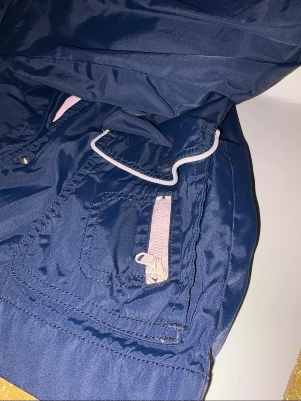 GAP Navy Hooded Raincoat with Pink Lining